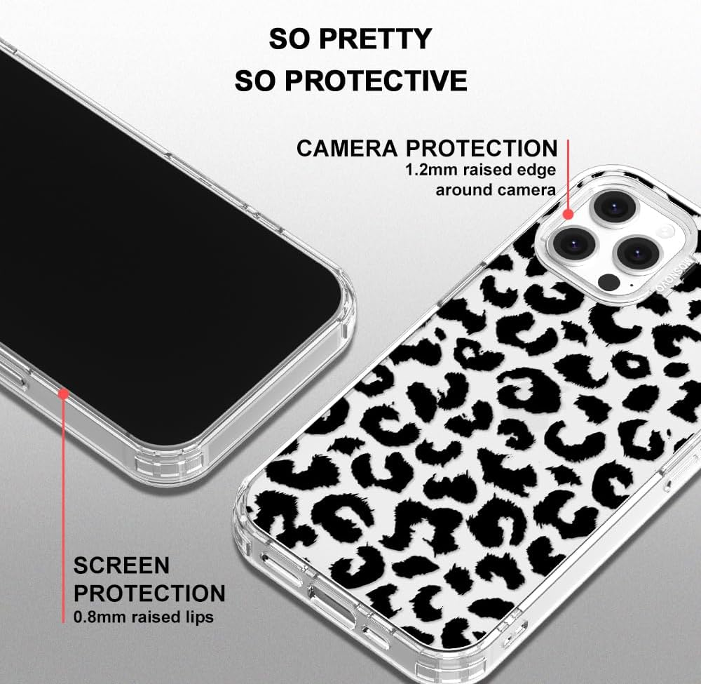 Thumbnail 3 de MOSNOVO Case for iPhone 12 & 12 Pro — Buffertech 6.6ft Drop Protection, Clear TPU Bumper, Black Leopard Print