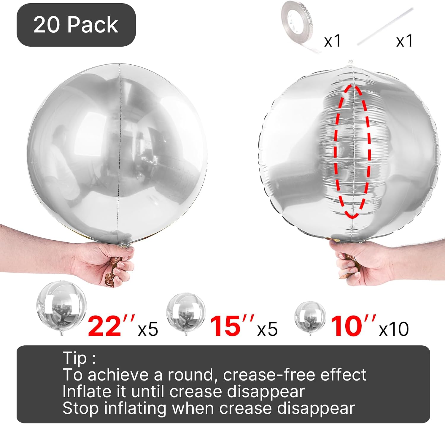 Detalle 2 de PartyWoo Metallic Foil Balloons 20pcs ๐