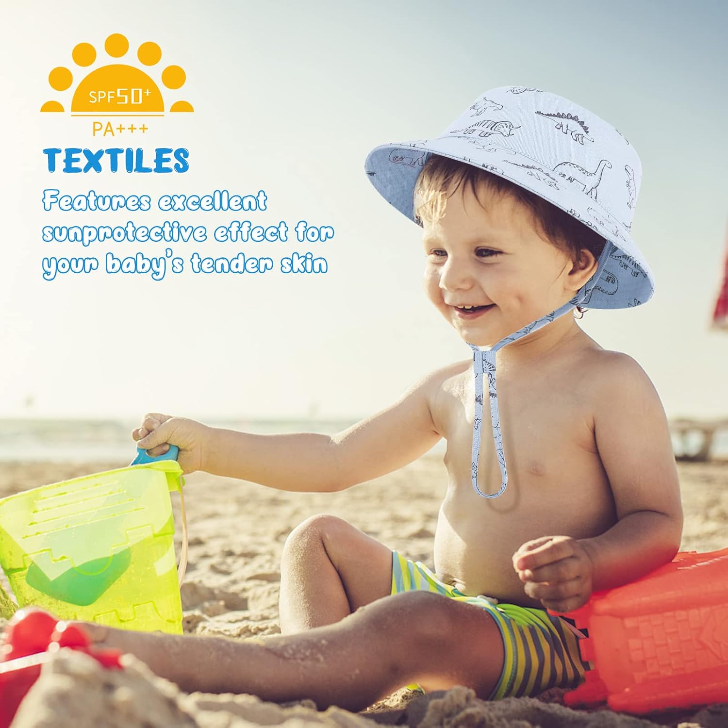 Detalle de TOMEEK Baby Sun Hat: 50+ UPF Foldable Bucket Hat with Adjustable Chin Strap