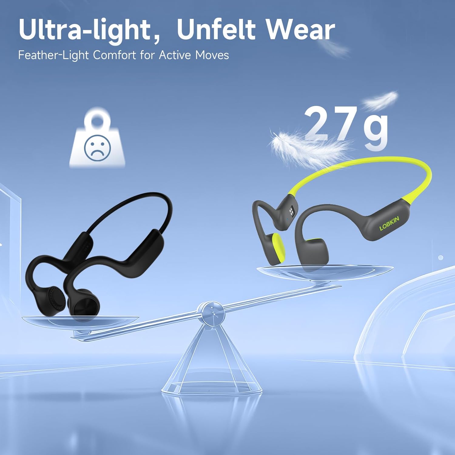 Thumbnail 5 de LOBKIN Bone Conduction Headphones with Bluetooth 6.0, IPX8, 32GB Open-Ear Wireless MP3 + Microphone