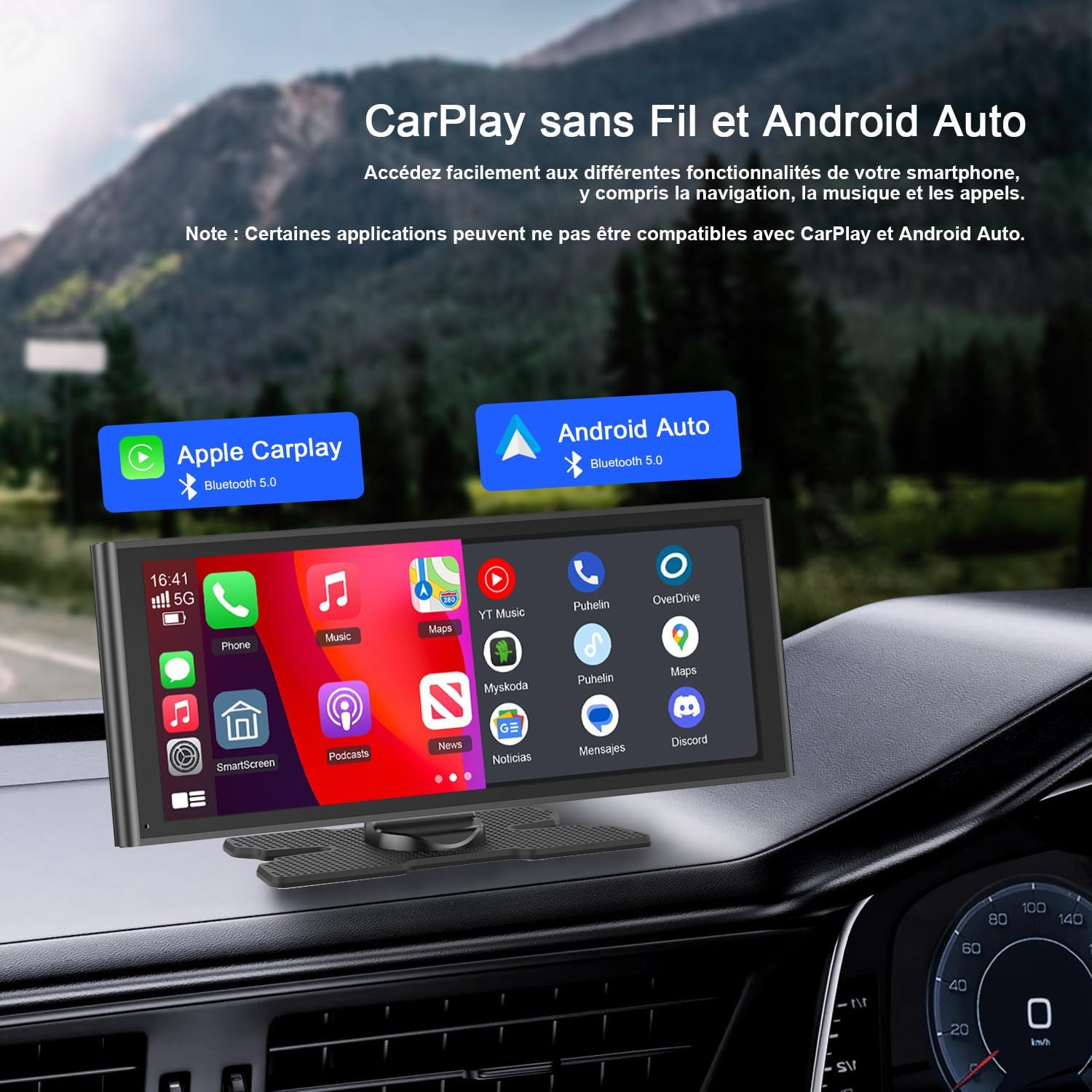 Detalle 2 de Avylet 9,26'' CarPlay sans Fil avec Caméra de Recul — Écran tactile portable et navigation GPS