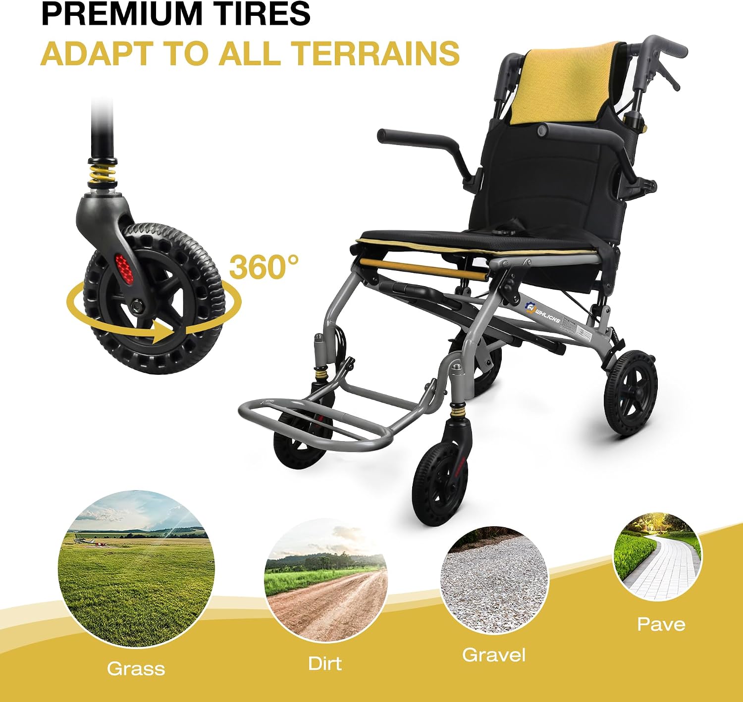 Detalle de Lightweight foldable wheelchair, 17" 🚶