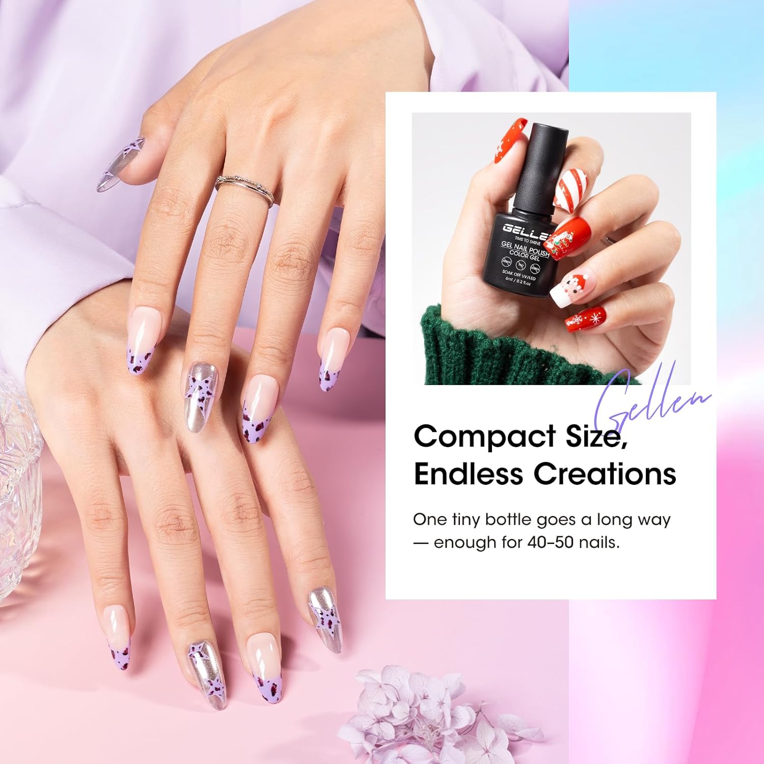 Detalle de GELLEN 24-Piece Gel Nail Polish Set: 20 Colors + Base Coat, Glossy & Matte Top Coats, Cat-Eye Magnetic Finish