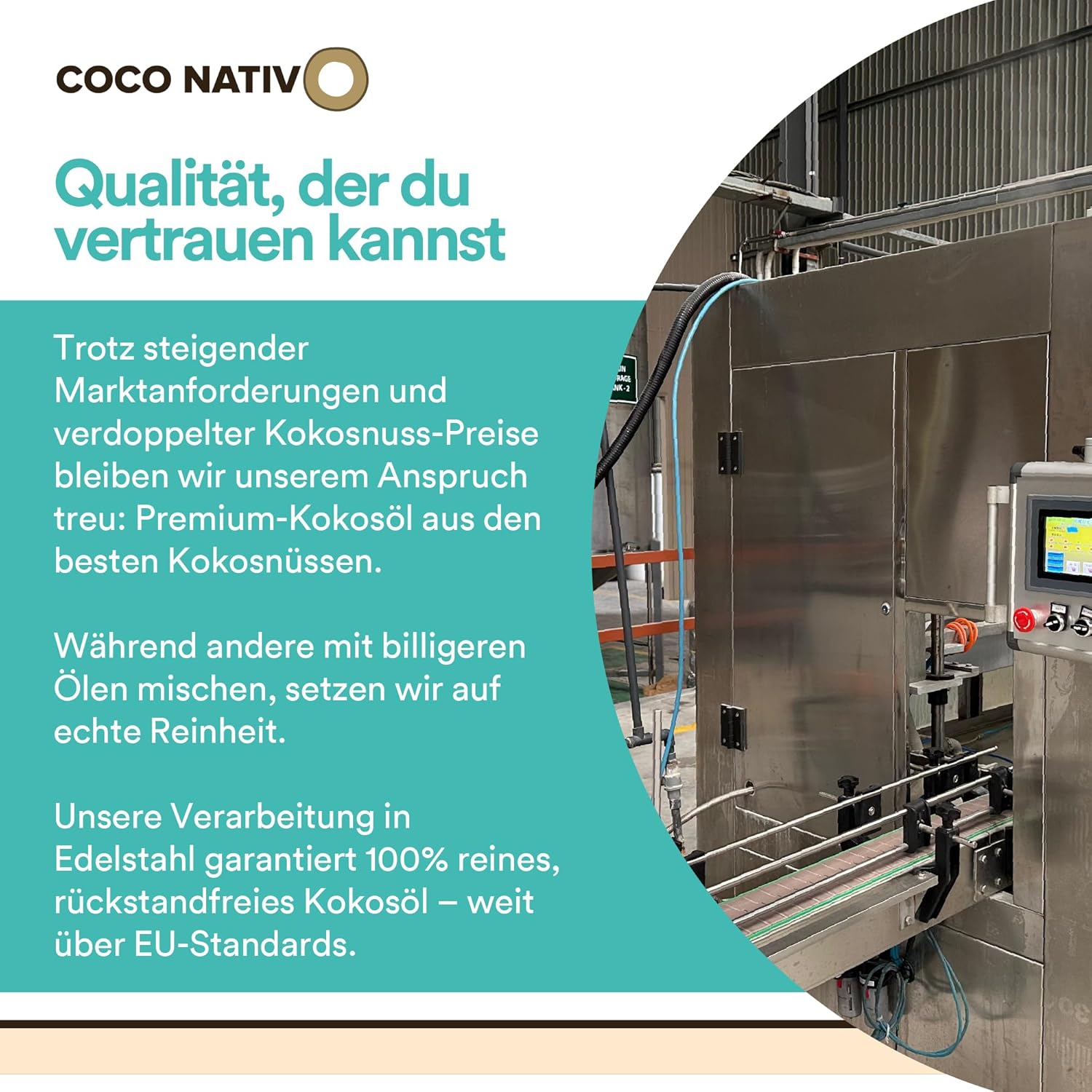 Detalle de CocoNativo Bio Kokosöl, native Rohkostqualität, 2×1000 ml (2 L) – zum Kochen, Braten, Backen & für Haut und Haare