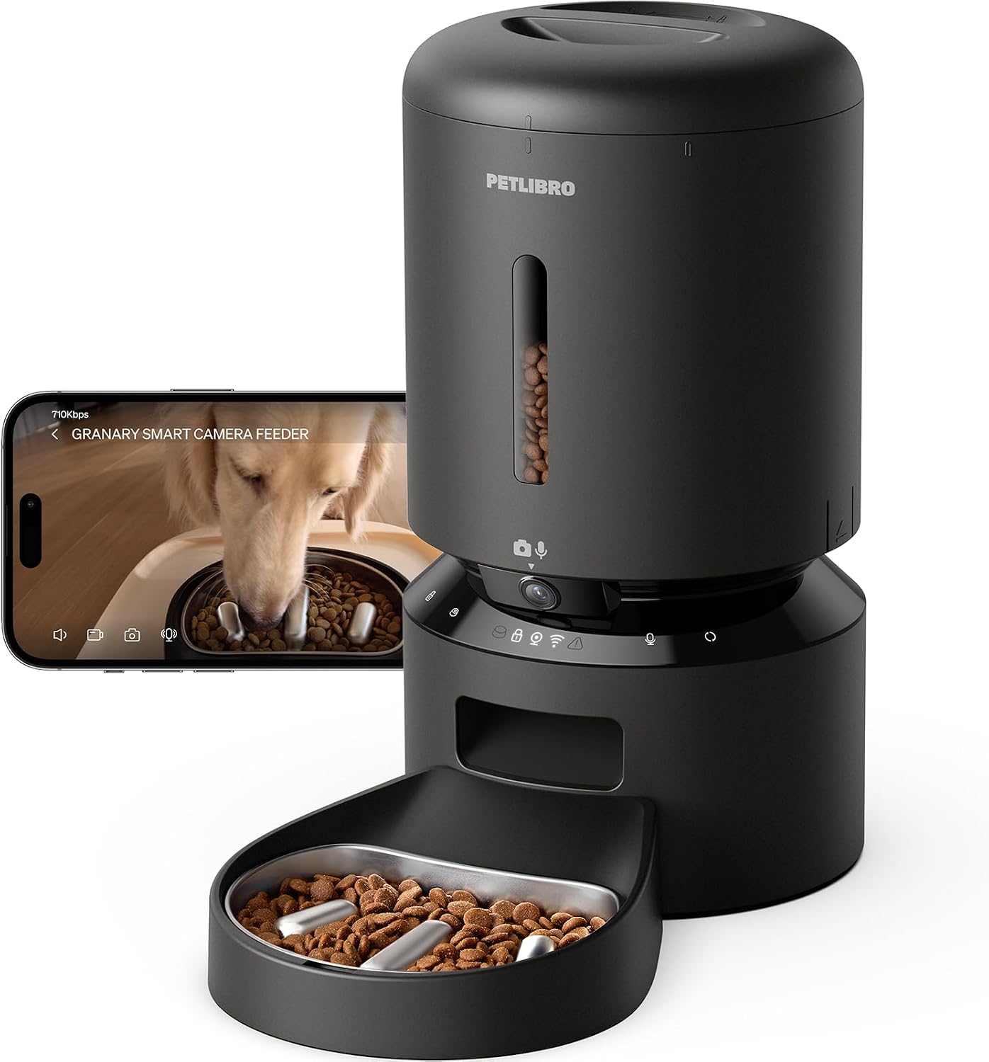 Detalle de PETLIBRO Futterautomat Katze mit Kamera – 1080P, langsamer Edelstahl-Schüssel, 1–10 Mahlzeiten, 5G WLAN, Nachtansicht