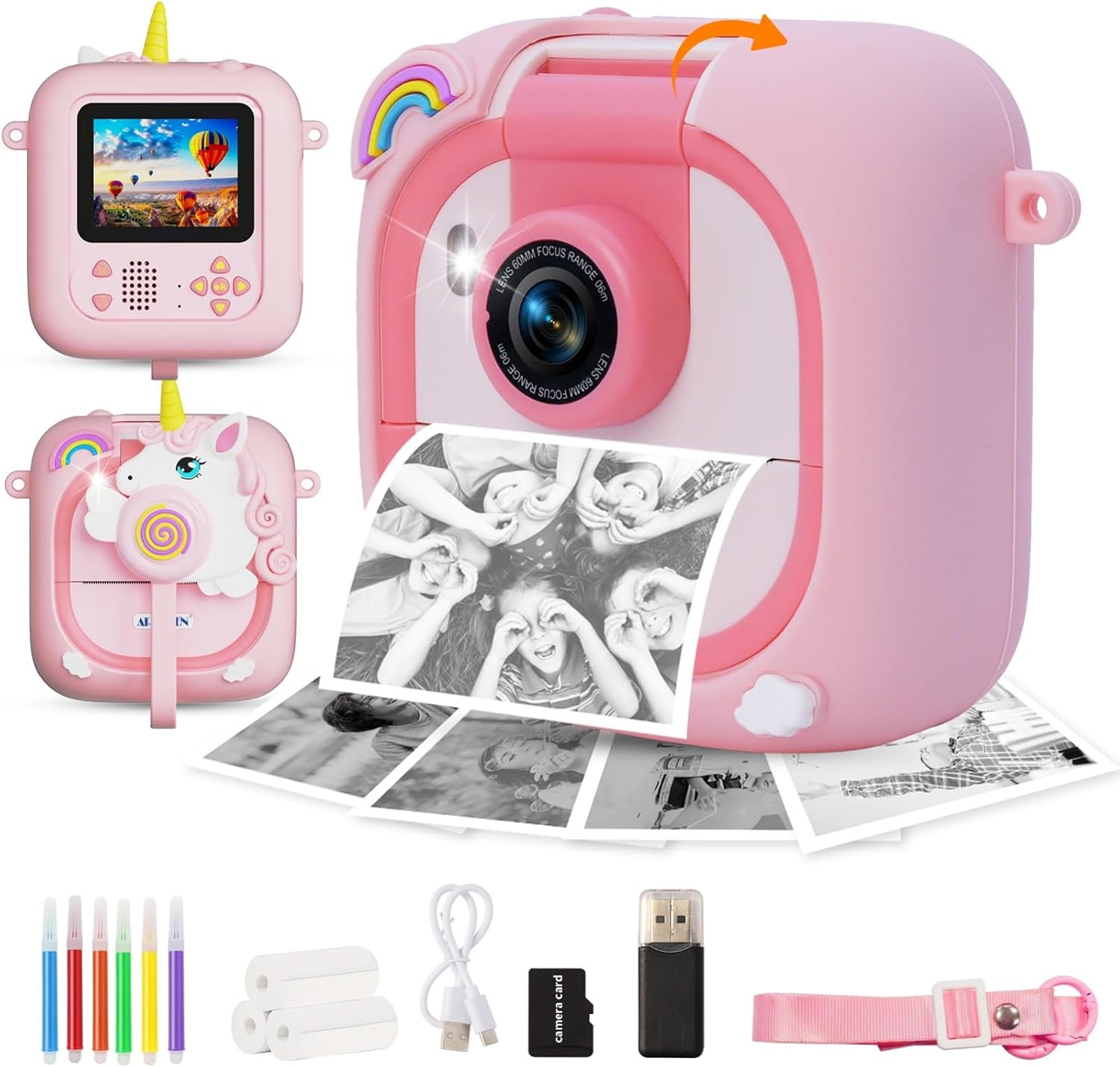 Detalle de ARNSSIEN M2 instantcamera voor kinderen met 2,4-inch scherm en 180°-lens