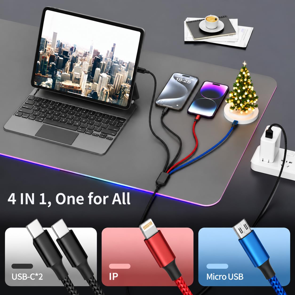 Detalle de Anker 4-in-1 Dual Type-C Charging Cable 5ft ๐