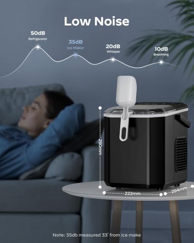 Detalle 2 de Silonn Portable Ice Maker Countertop — 9 Bullet Ice Cubes in 6 Minutes, 12 kg Daily Capacity