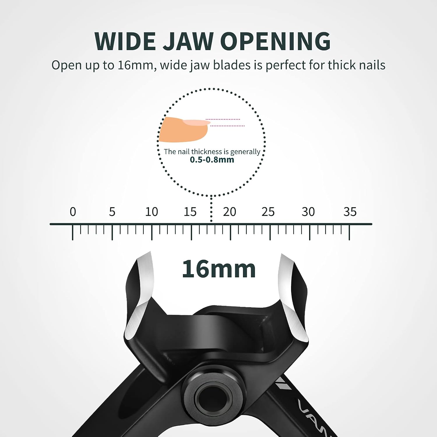 Thumbnail 1 de VANWIN Nail Clippers for Thick Nails — 16mm Wide Jaw Opening Heavy Duty Stainless Steel Fingernail Clippers