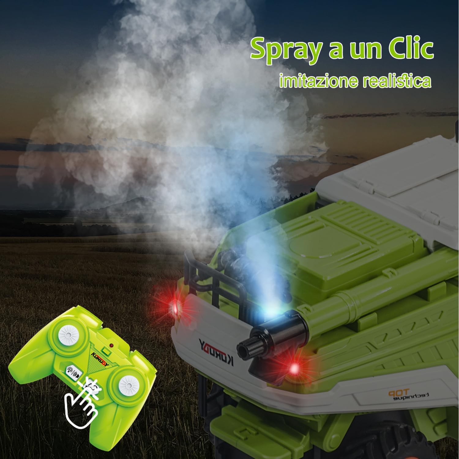 Thumbnail 1 de PENGBU RC Mietitrebbia Giocattolo Telecomandata 2,4 GHz con Spruzzi, Luce e Suono per Bambini 3–6 Anni