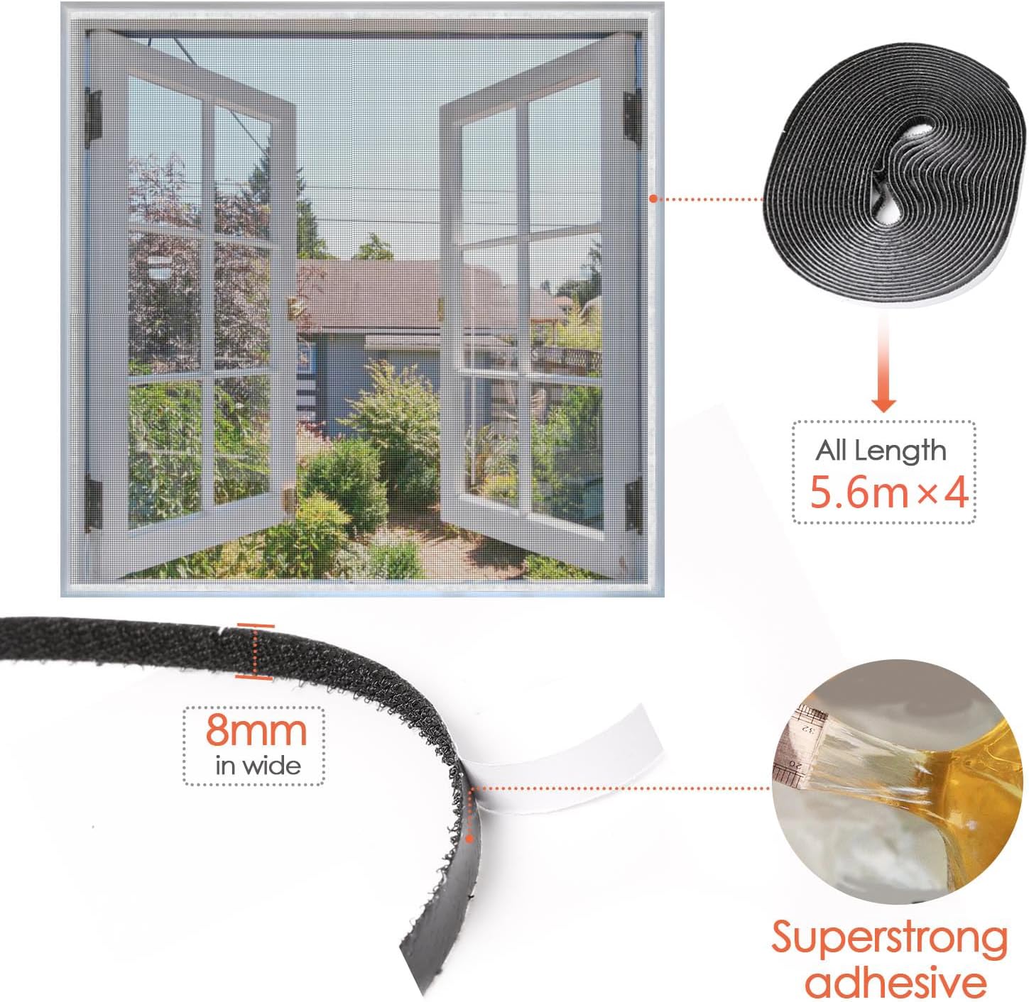 Thumbnail 1 de MYCARBON Zanzariera per Finestra Adesiva Tagliabile — 4 Set 150x180 cm Nero