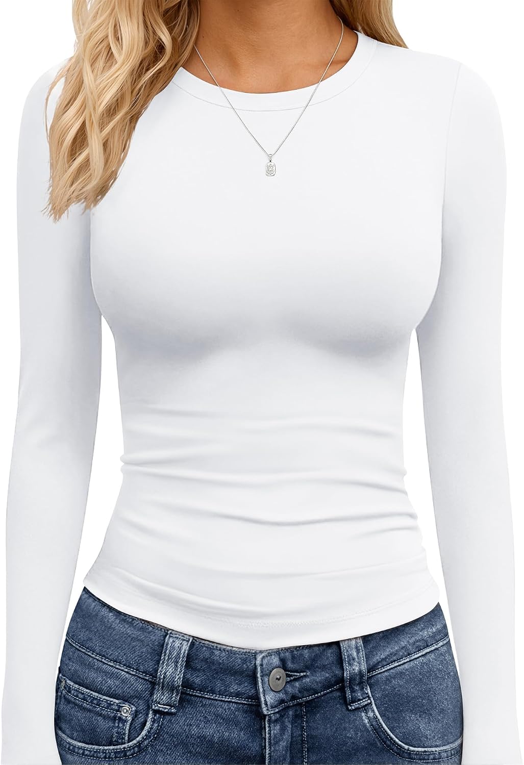 Detalle de TNNZEET Women’s Long Sleeve Crop Top – Y2K Basic Tee for Everyday Style