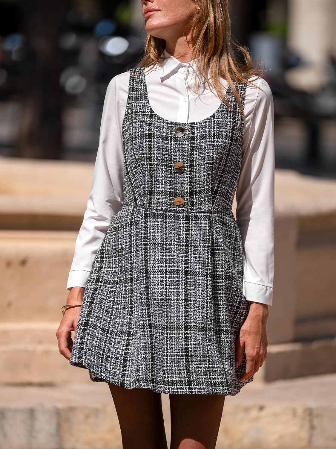Thumbnail 3 de CUPSHE Mini abiti da donna girocollo plaid senza maniche A-line