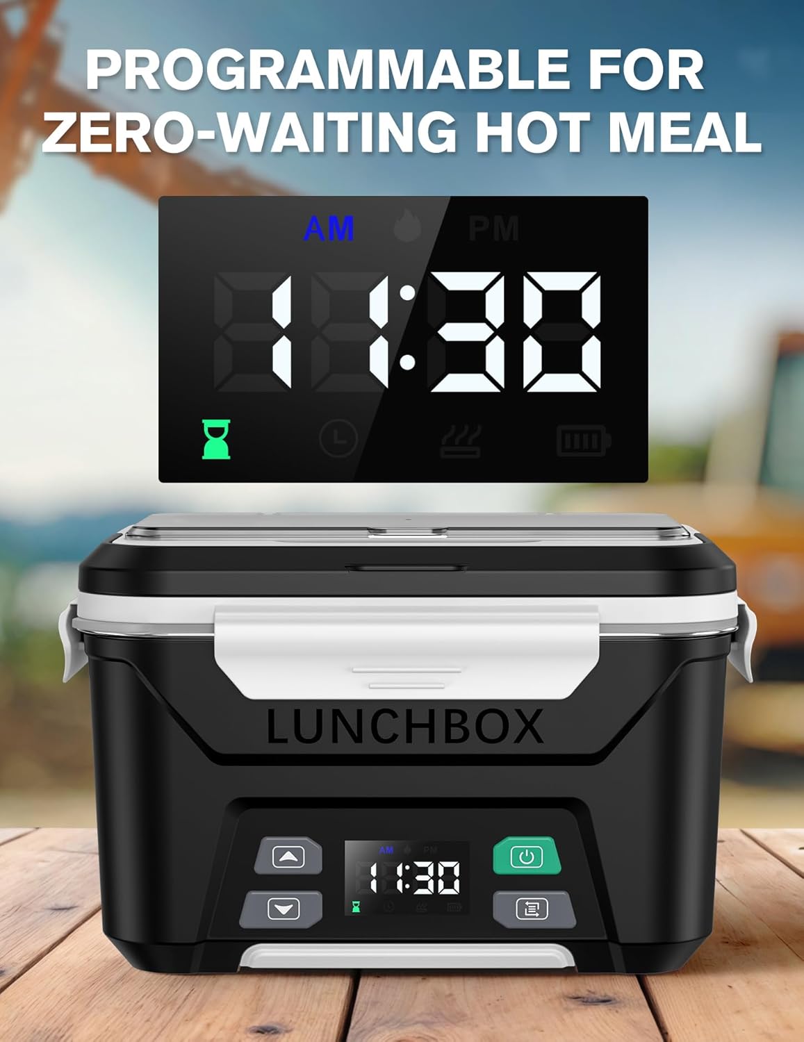 Detalle de EAST OAK Cordless Heated Lunch Box, 5.5 Cups ⚡
