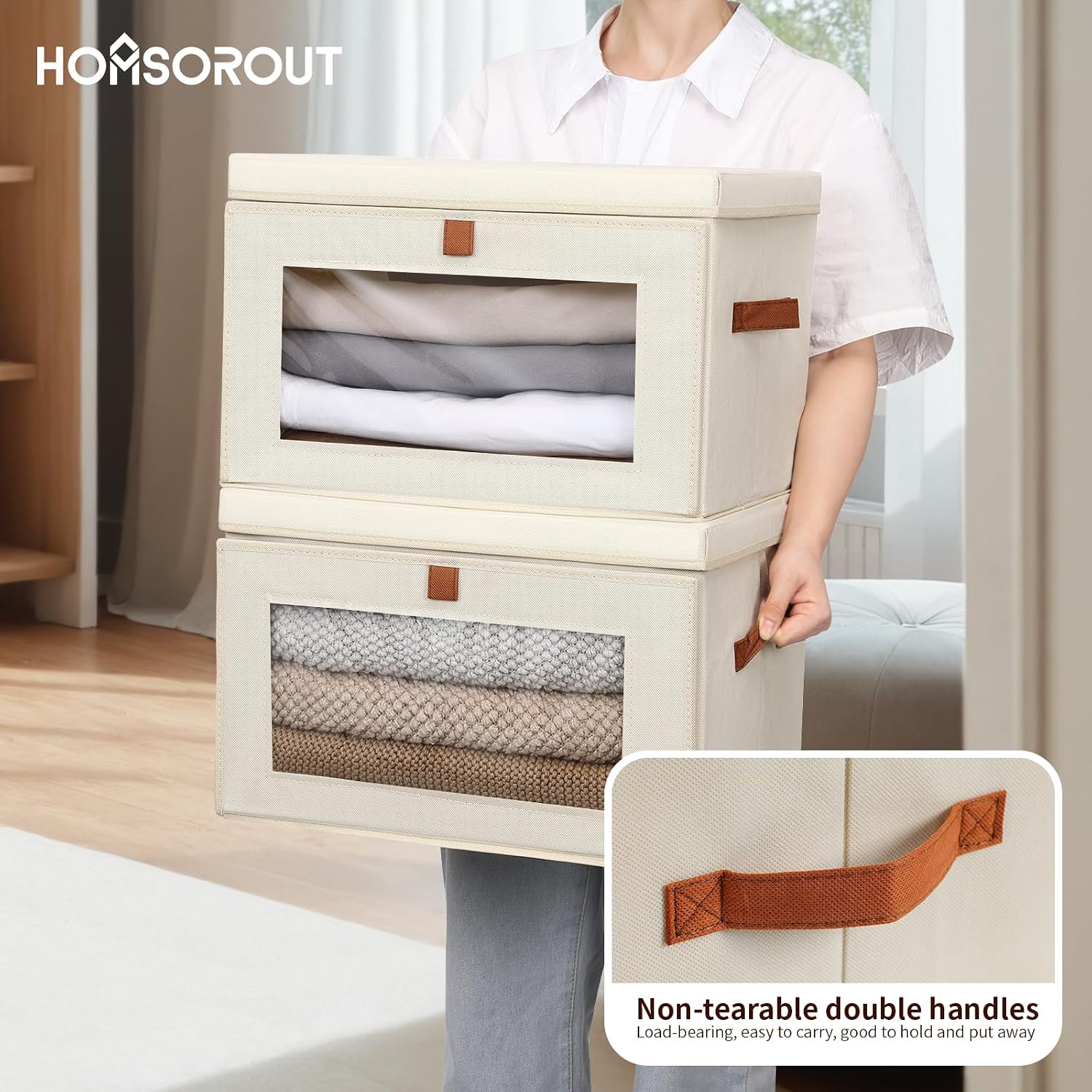 Thumbnail 5 de Homsorout Large Closet Storage Organizer 2-pack bins
