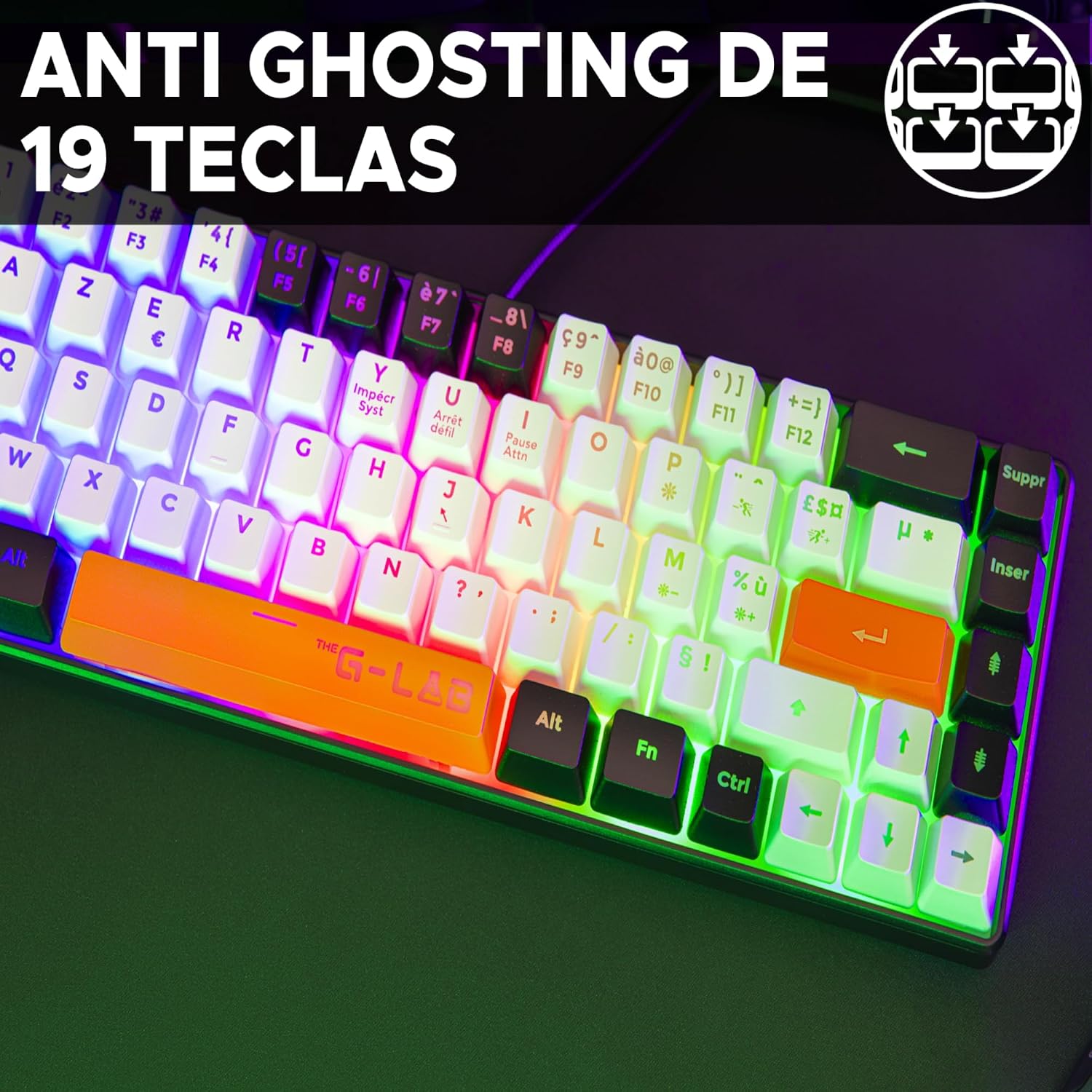 Detalle 2 de The G-Lab Keyz Hydrogen teclado gaming 60%