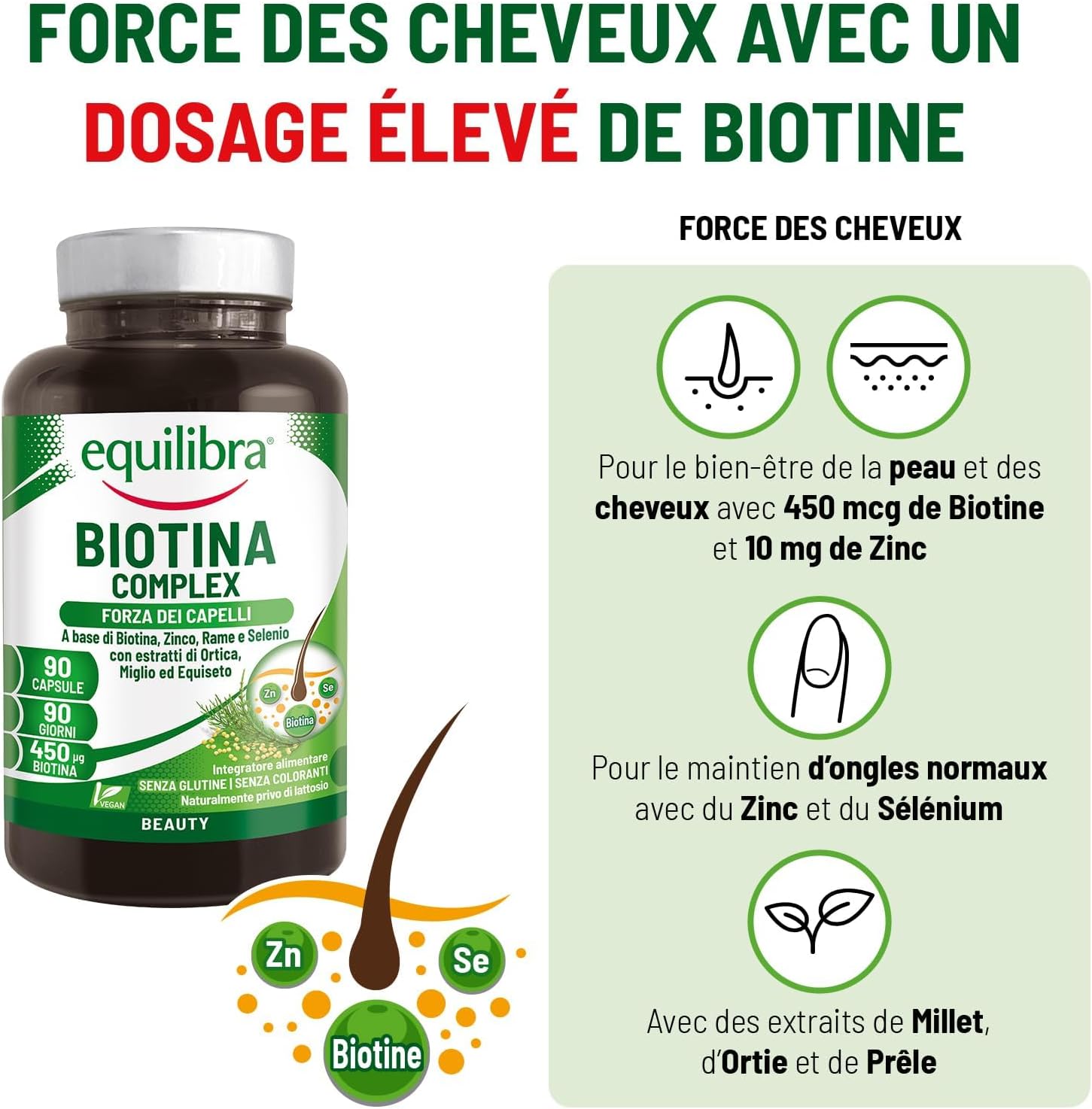 Detalle 2 de Equilibra Biotin Complex 450 μg 90 gélules