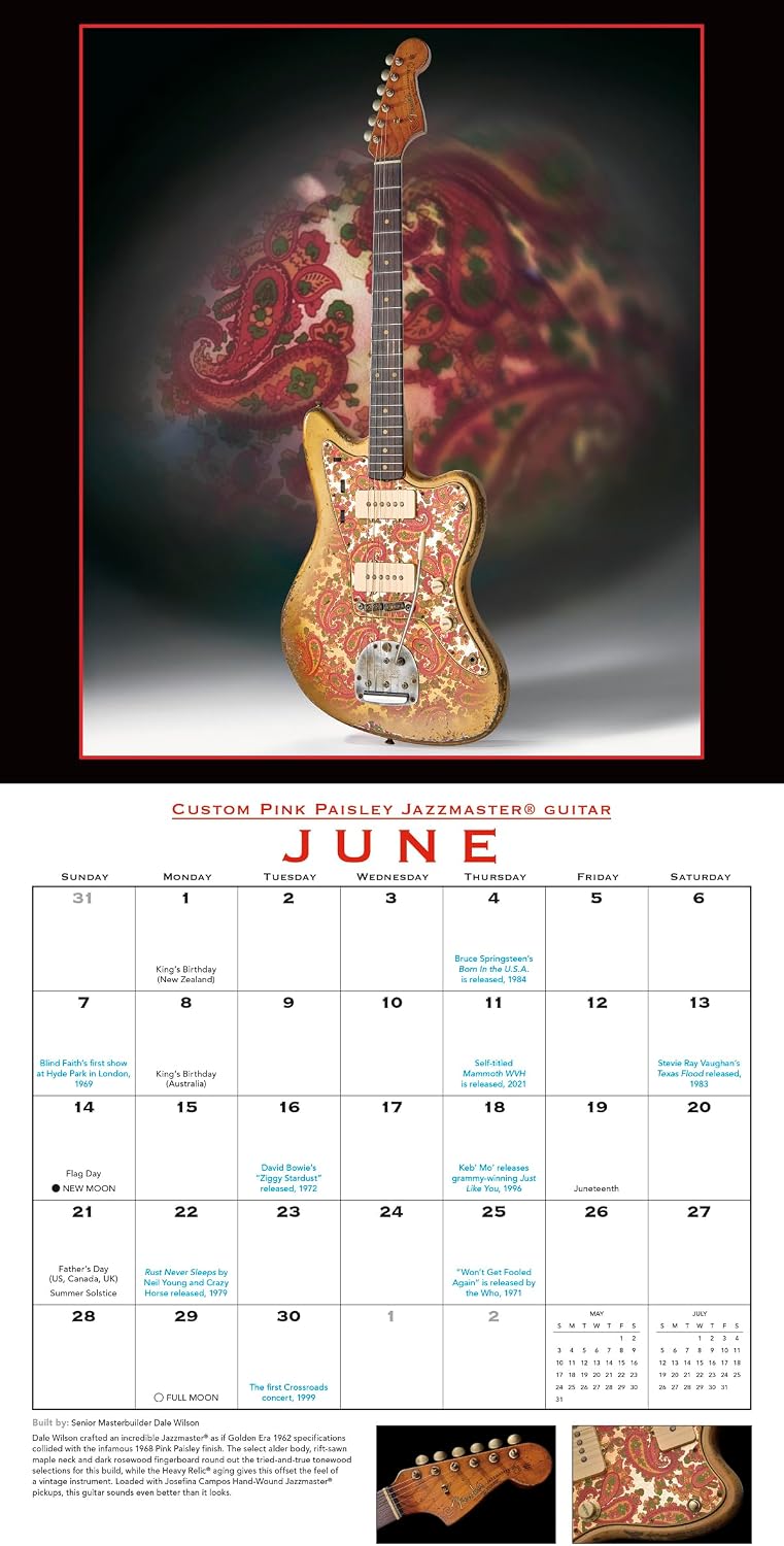 Detalle de Sellers Publishing CA-4324 Fender Custom Shop Guitars 2026 Wall Calendar