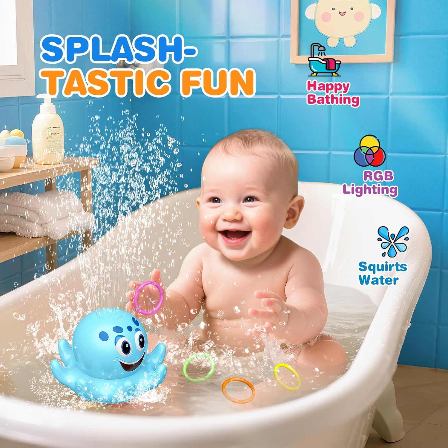 Thumbnail 2 de Light Up Rechargeable Bath Toy 4 Rings