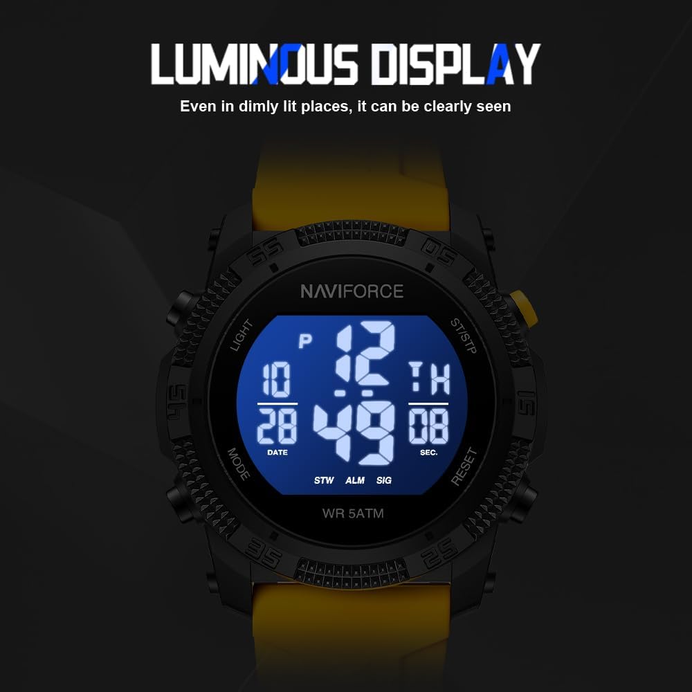 Detalle de Naviforce Orologio digitale sportivo impermeabile da uomo con cronometro e cinturino in gomma