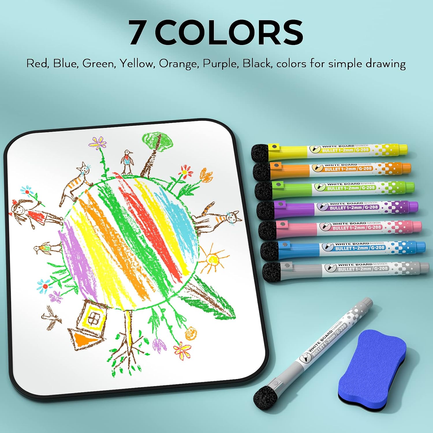 Detalle 2 de Nicpro A4 Magnetic Double-Sided Dry Erase Whiteboard Set with 8 Pens and Eraser (21 x 30 cm)