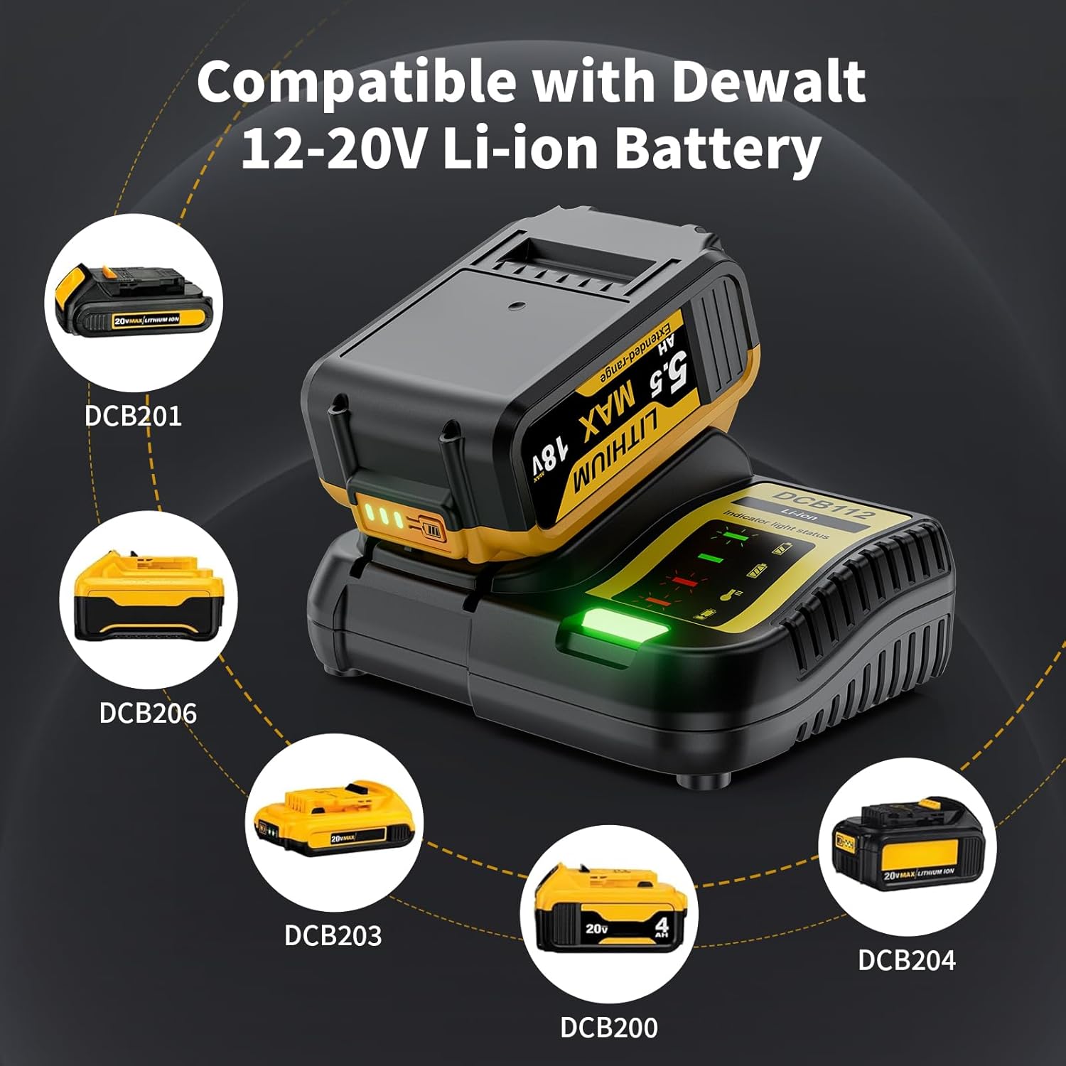 Thumbnail 6 de Replacement for Dewalt battery 18V 5500mAh