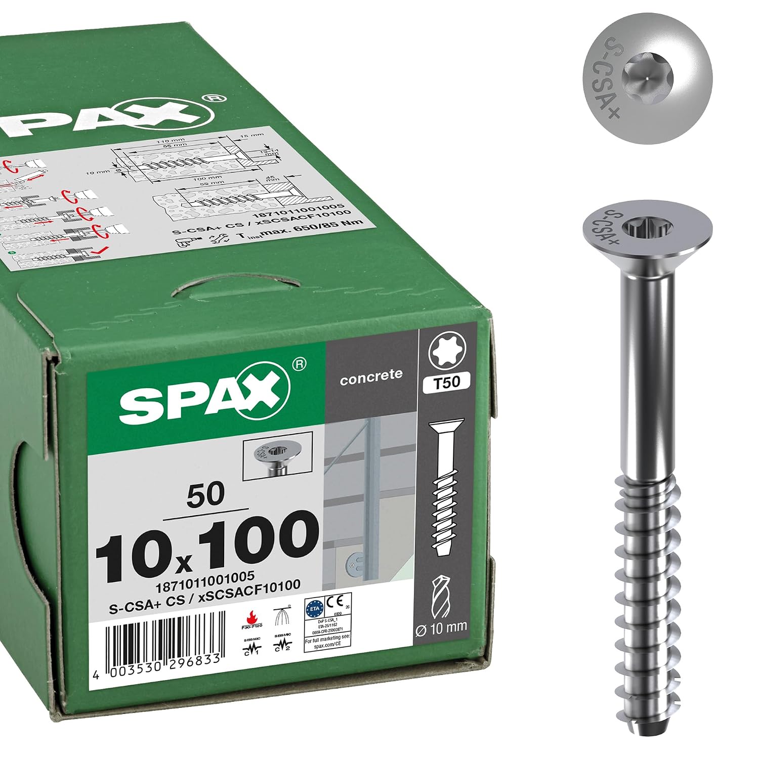 Detalle de SPAX śruba do betonu 6,0 x 80 mm z łbem wpuszczanym, stal ocynkowana