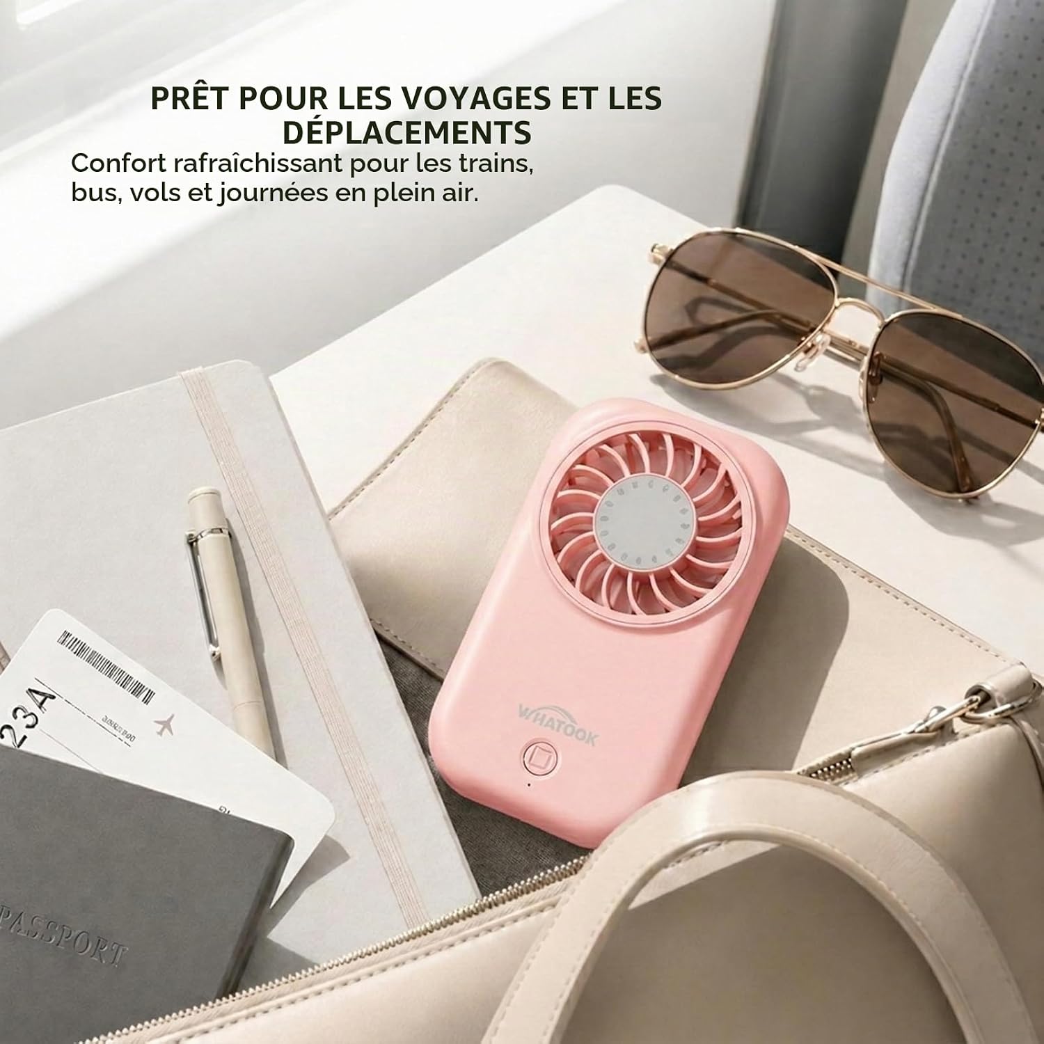 Detalle de WHATOOK X30 draagbare mini-ventilator, 5 snelheden en USB-C