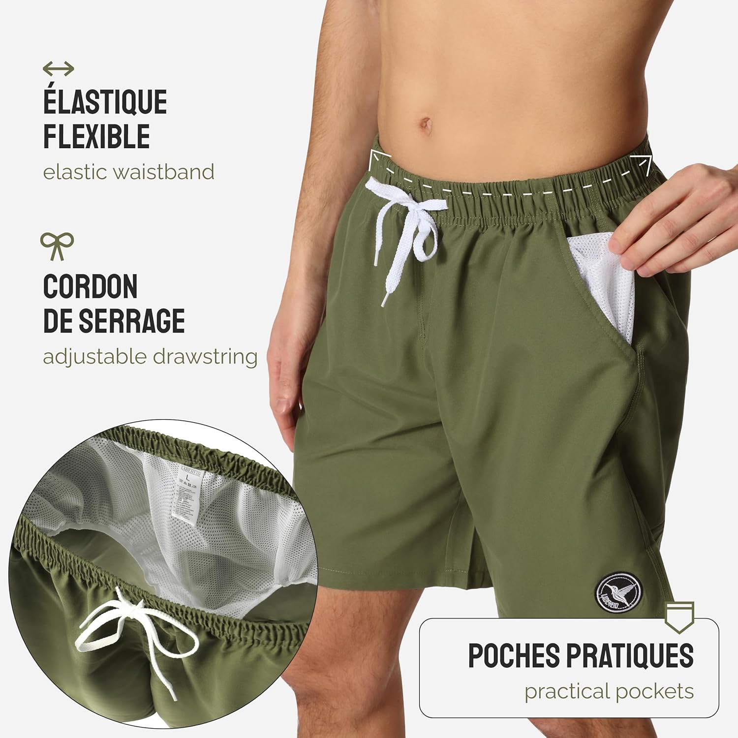 Thumbnail 2 de Ladeheid Short de Bain Homme - Séchage rapide avec filet intérieur, POCHES et ceinture ajustable LA40-129