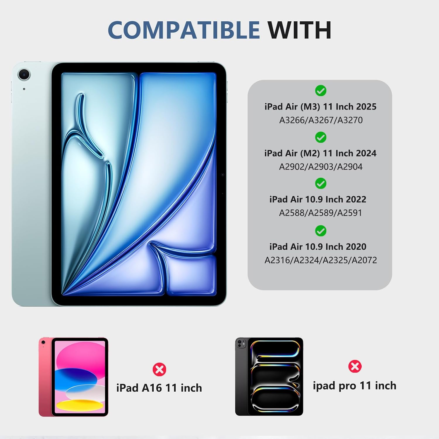 Detalle de Vobafe Case for iPad Air 11 Inch (M4/M3/M2) – 10.9" Translucent Back, Auto Wake/Sleep