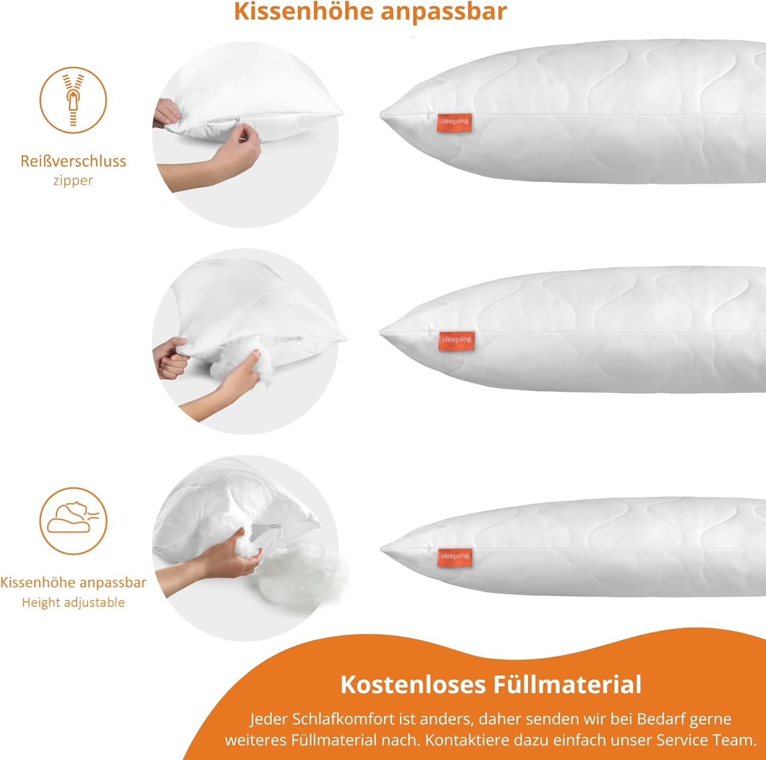 Thumbnail 1 de sleepling 197484 Oreiller extra ferme 65 x 65 cm (lavable jusqu’à 60 °C, OEKO‑TEX 100)