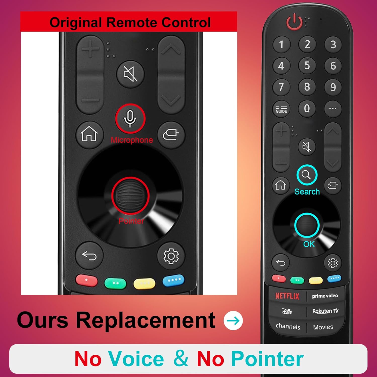 Thumbnail 2 de ZYK universal replacement LG TV remote (Magic-style) for MR24GA/MR23GA/MR22GA/MR21GA/MR20GA