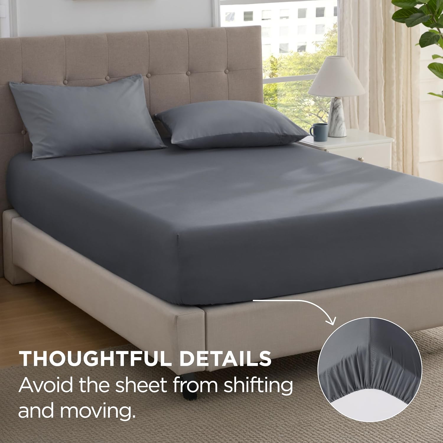 Detalle 2 de Bedsure Double Fitted Sheet 16-inch deep pocket