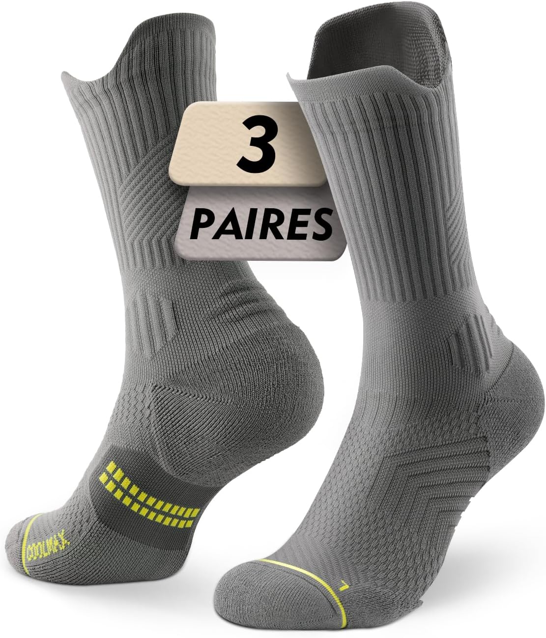 Detalle de Juclise chaussettes de course à pied en bambou Coolmax pour homme, compression 15 à 20 mmHg