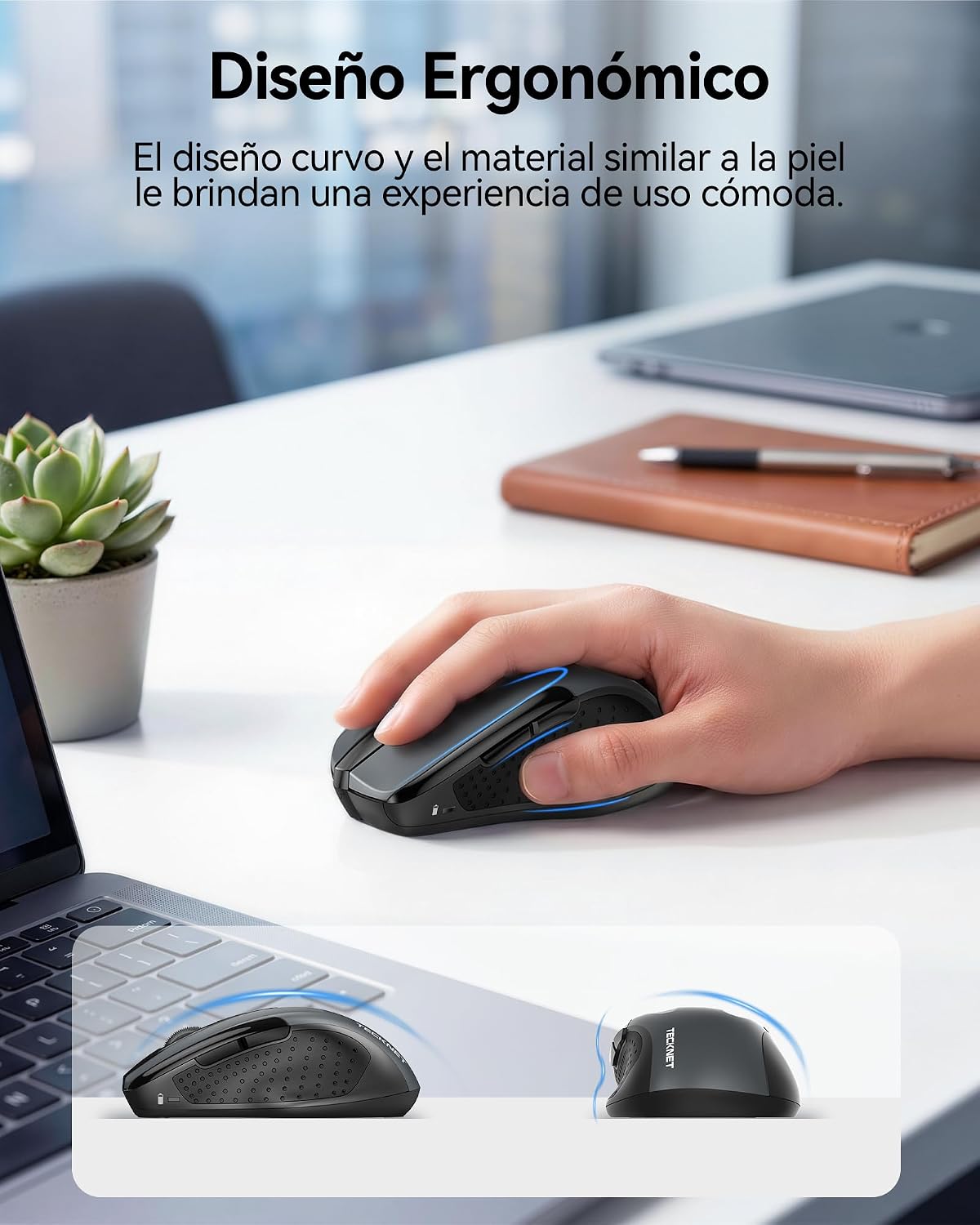 Thumbnail 1 de TECKNET Ratón Inalámbrico ergonómico 2.4G con 5 niveles y 2600 dpi, 6 botones (USB Plug & Play)