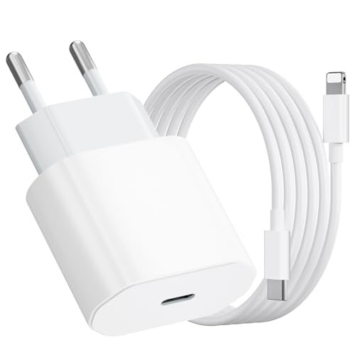 Detalle de Chargeur rapide USB-C UWECAN 20 W avec câble 1 m pour iPhone (14/13/12/11/X/8/7) – sécurité et performance