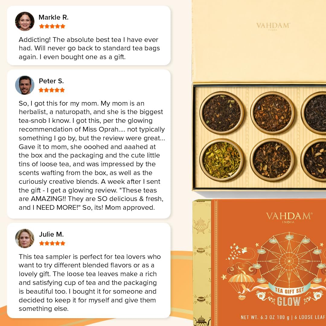 Detalle 2 de VAHDAM Coffret Assortiment De Thés Glow – Coffret cadeau élégant pour elle