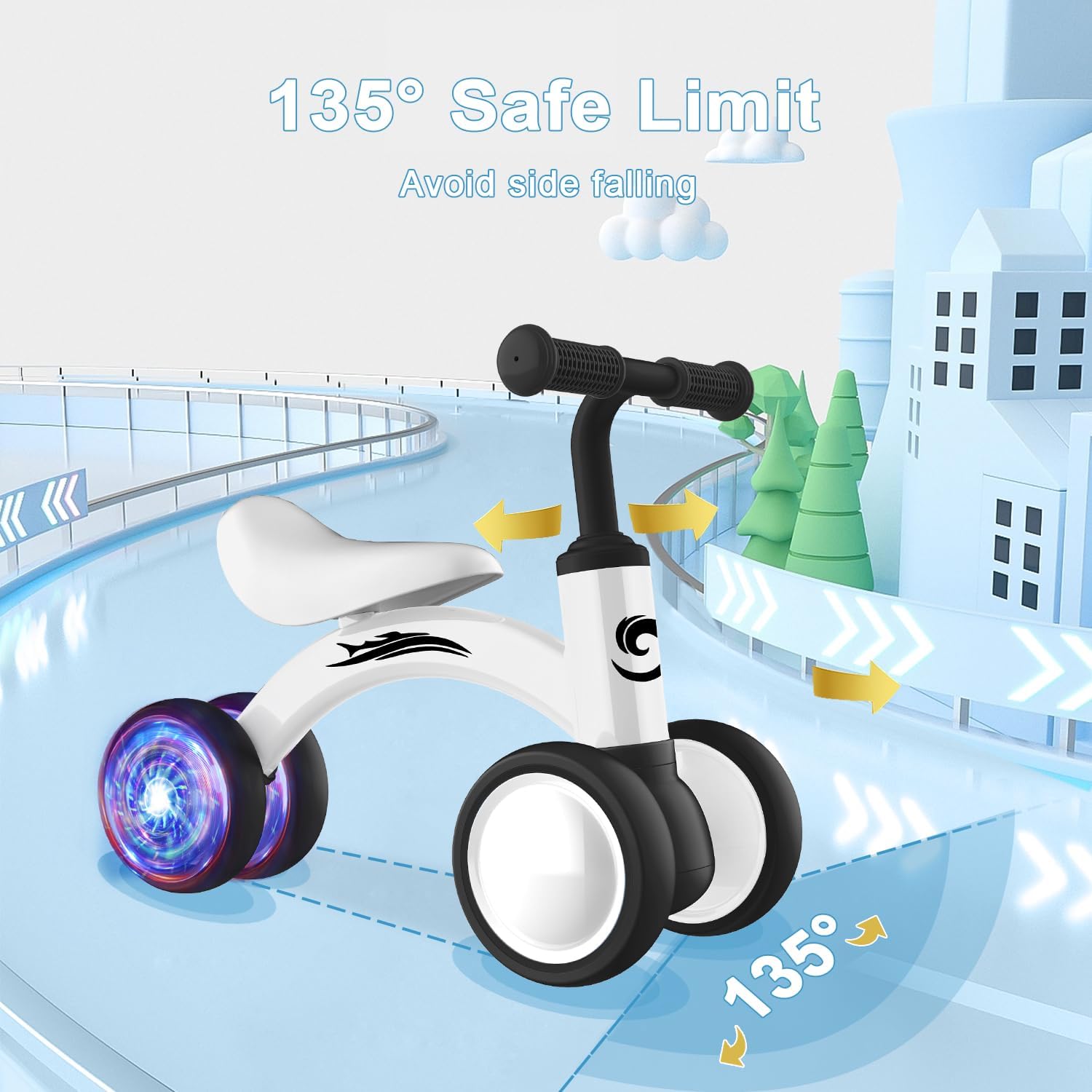 Thumbnail 4 de Gamfeiny Colorful Lighting Baby Balance Bike (10–36 Months) No-Pedal Toddler Scooter-Style Ride-On