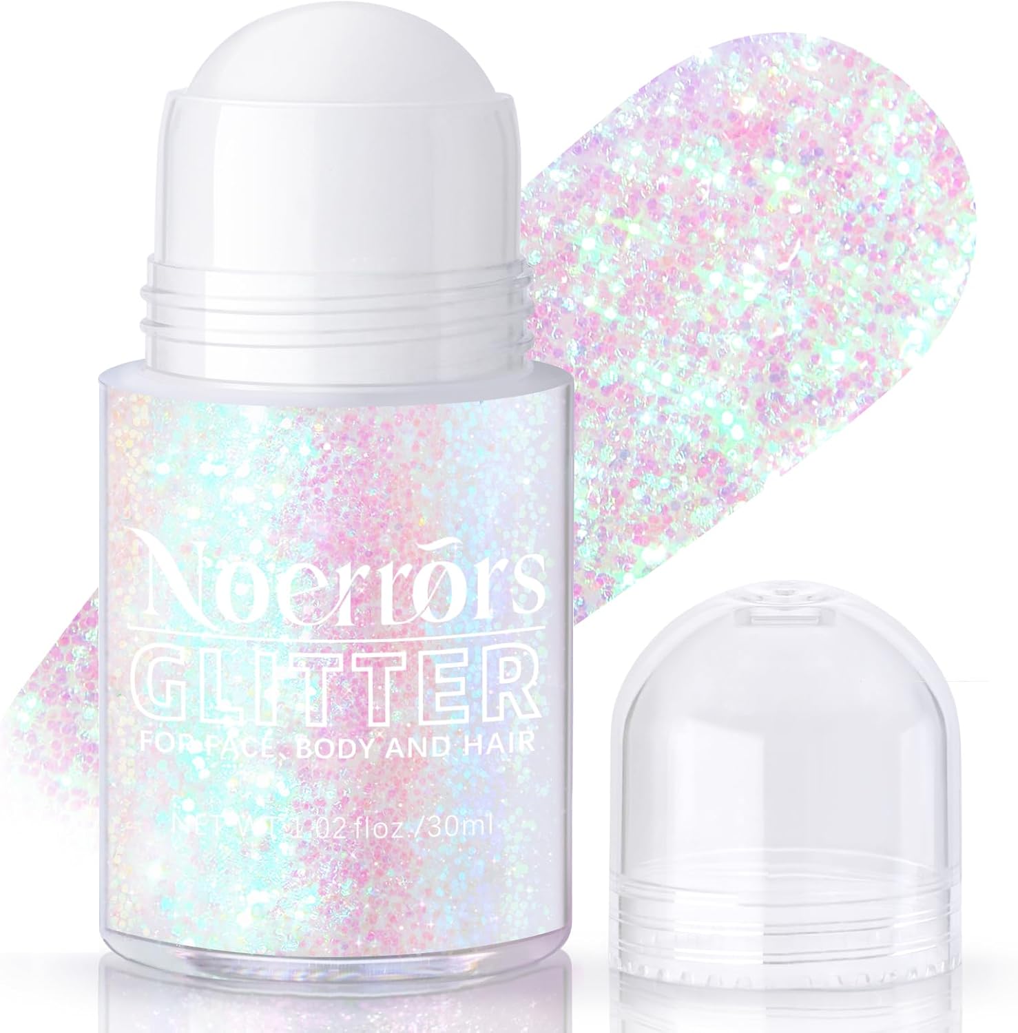 Detalle de Noerrors Roll-on Holographic Body Glitter Gel – Mermaids, Festival Sparkle & Multi-Use Glow