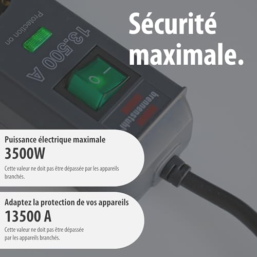 Detalle de Brennenstuhl Bloc multiprise Eco-Line 6 prises en quinconce – 1,5 m, H05VV-F