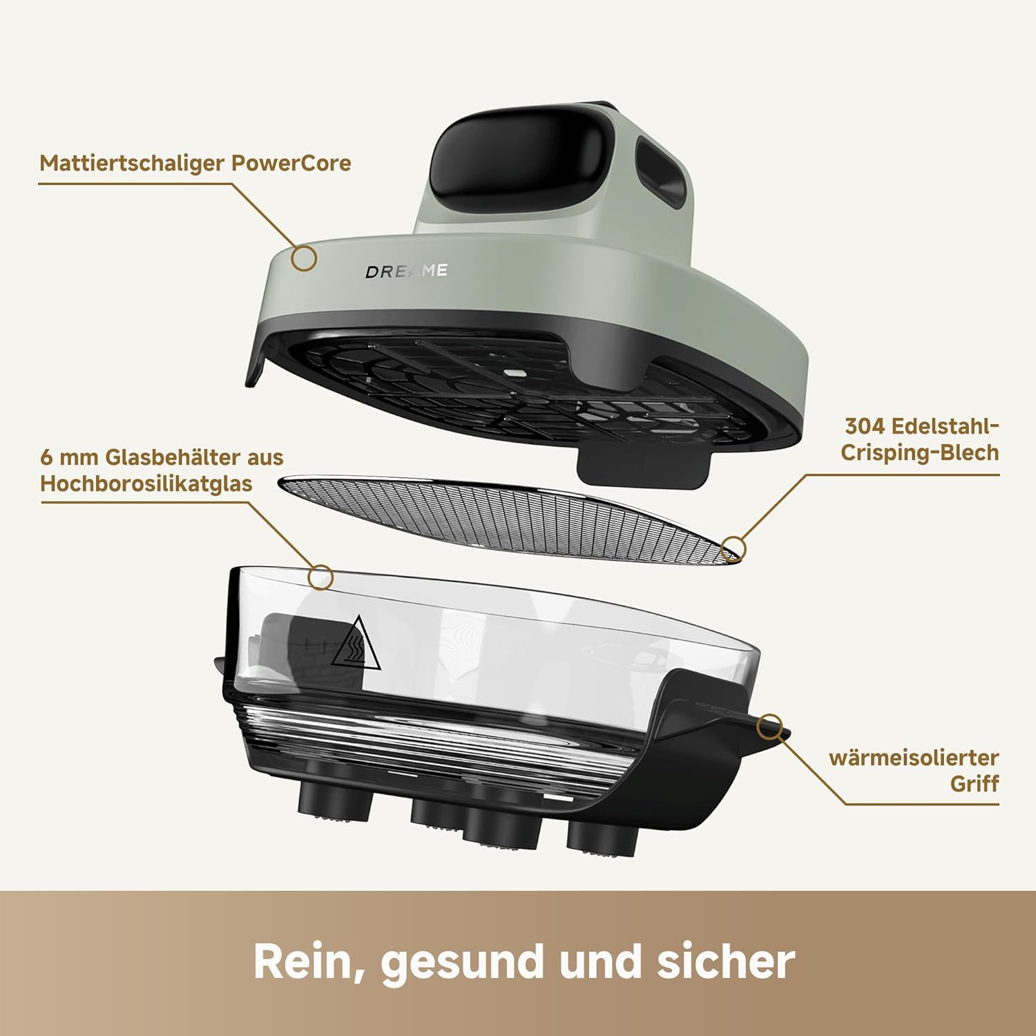 Thumbnail 4 de dreame Tasti AirFryer 5-in-1 tragbare Glas-Heißluftfritteuse mit 2 Behältern (2,5 L + 4,5 L)