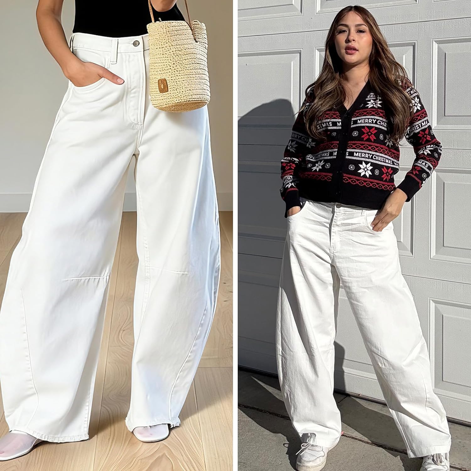 Detalle de EXLURA Women's Barrel Jeans Wide Leg Y2K Boyfriend Denim Pants