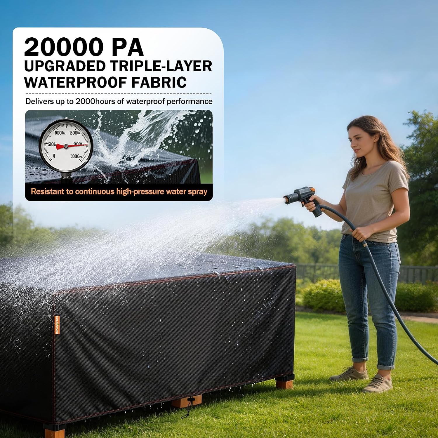 Detalle 1 de HOLDCOVER 82" L×62" W×28" H Patio Furniture Cover, 420D Oxford