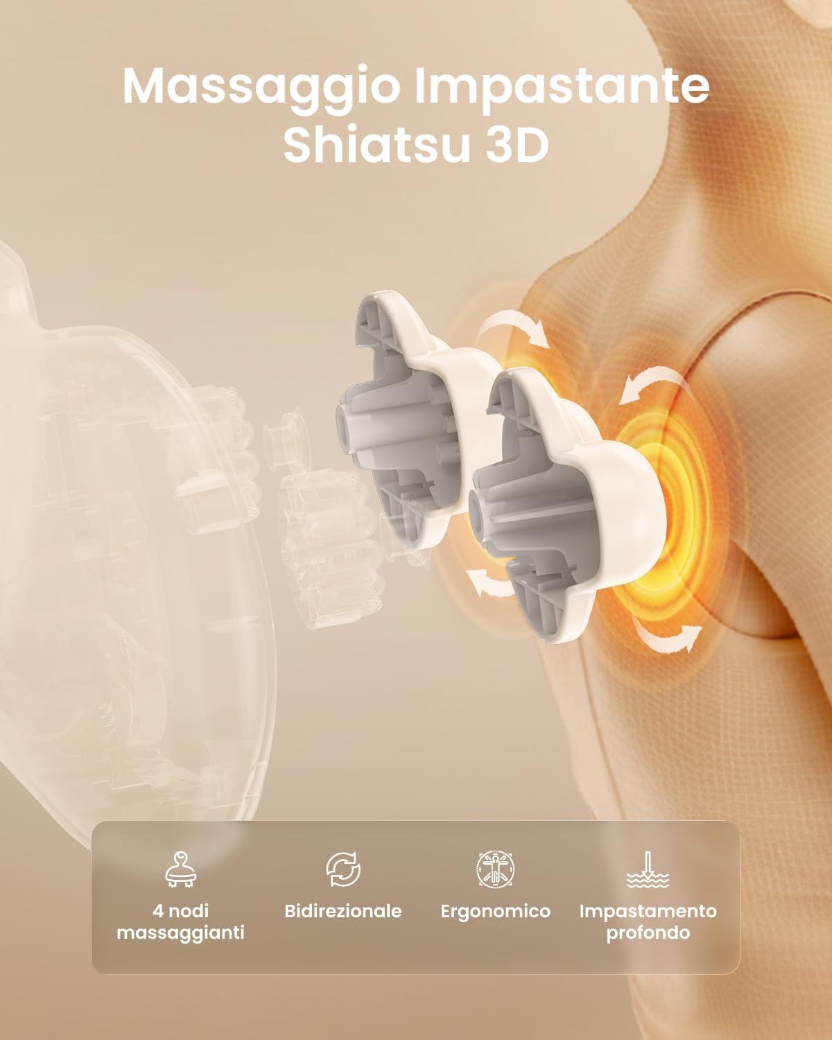 Detalle de RENPHO massaggiatore schiena e collo per cervicale con calore a infrarossi e 3 velocità (3D Shiatsu)