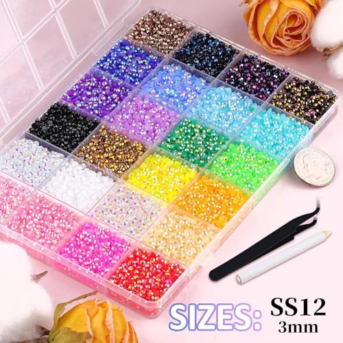 Thumbnail 6 de ICEROSEE Nail Art Kit: 40 Colour 3mm Flat-Back Rhinestones with Pick Up Pen, Tweezers & Storage Tray