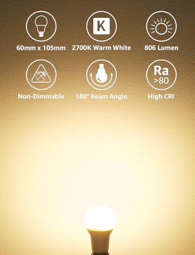 Detalle de Lepro B22 Bayonet LED Bulb 8.5W (60W equivalent) 806lm, 2700K, 6 Pack