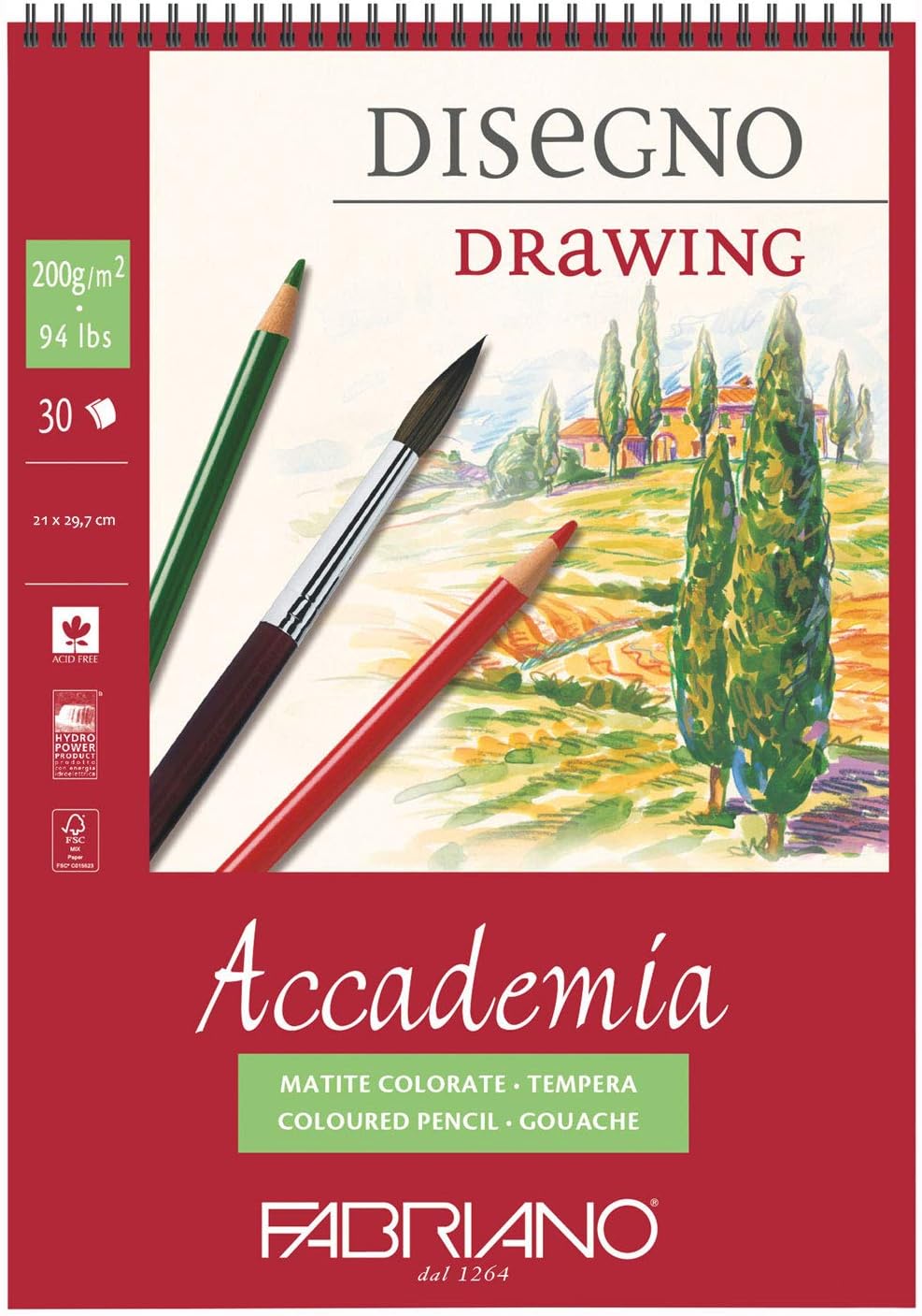 Detalle de Fabriano Accademia Disegno 44202129 tekenblok A4, 200 g/m², spiraalbinding