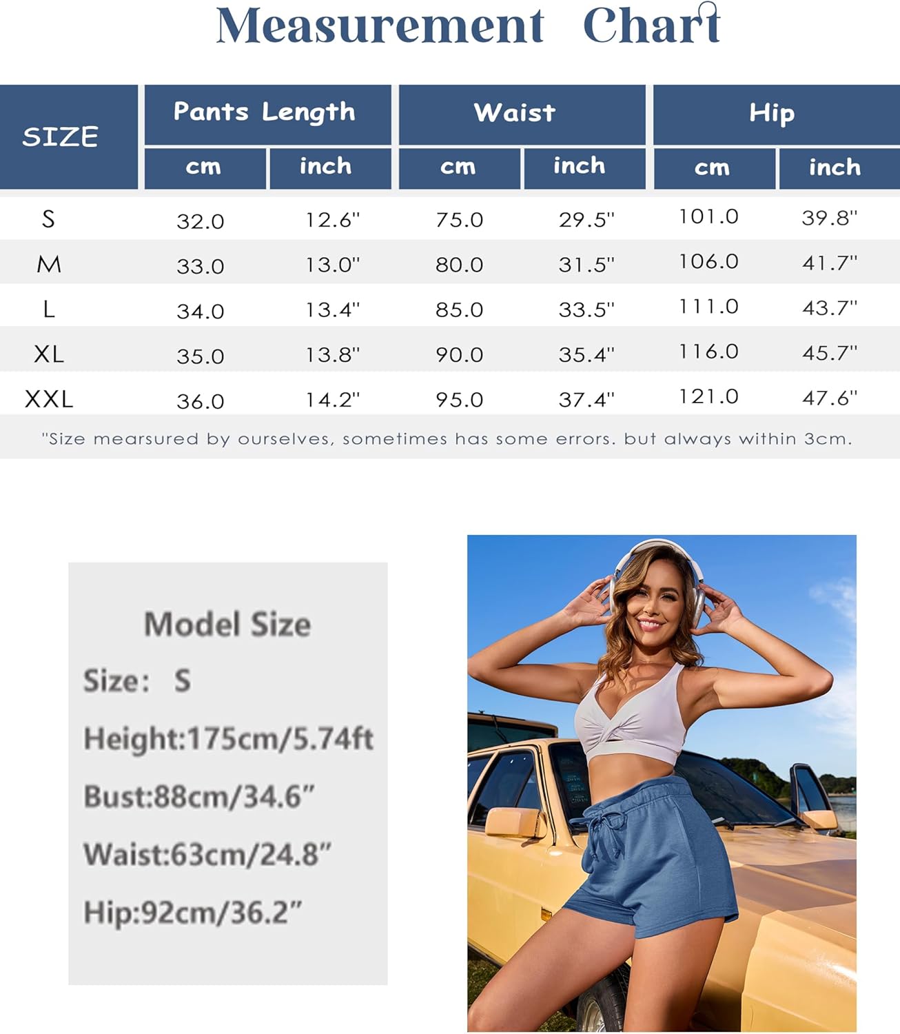 Thumbnail 5 de Leversic Shorts Femmes de Sport Été – Short Jogging Court en Coton, Taille Haute avec Cordons et Poches (S–XXL)