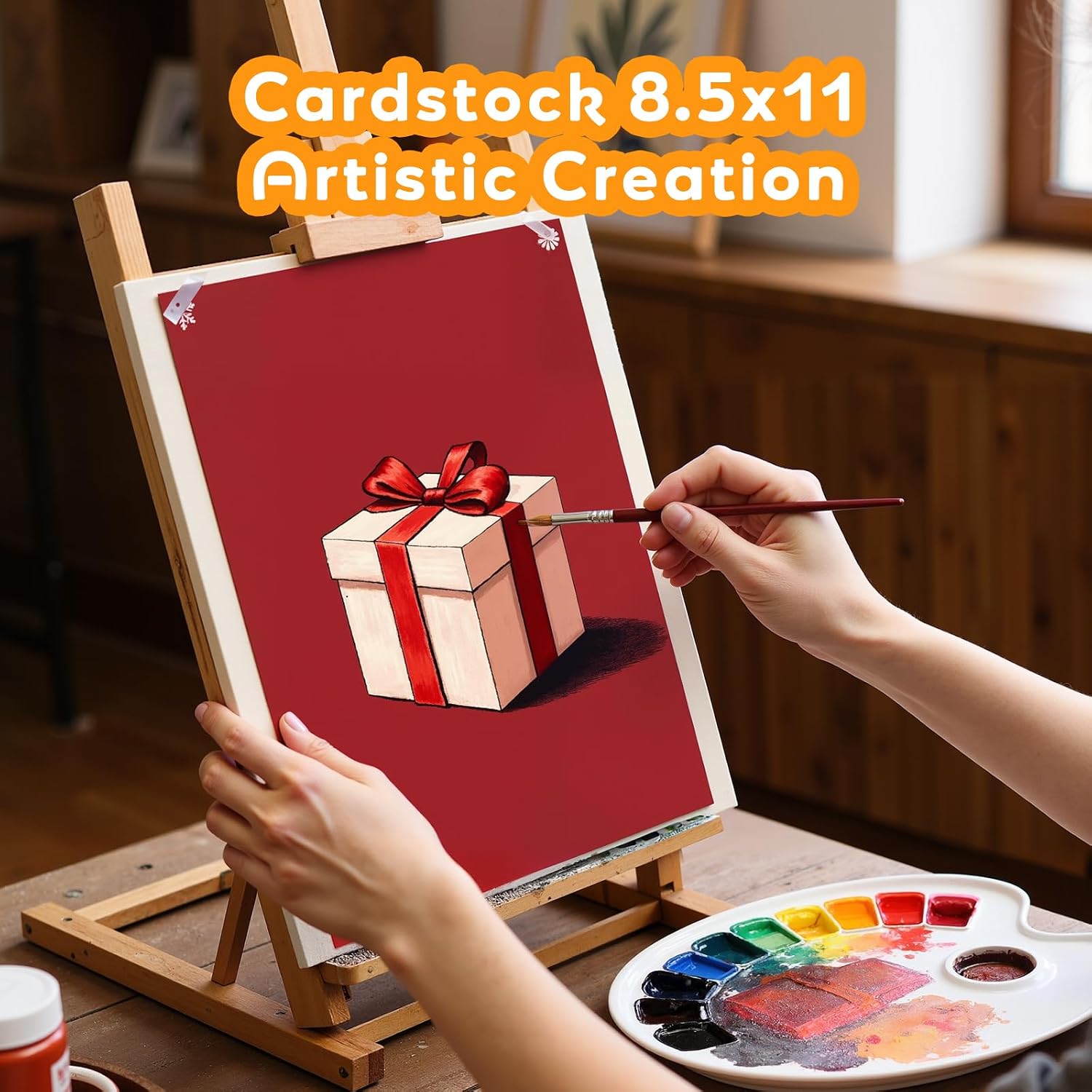 Detalle 1 de Vishoitty Deep Red Cardstock, 8.5 x 11-Inch, 40 Sheets, Smooth Fully Dyed Paper