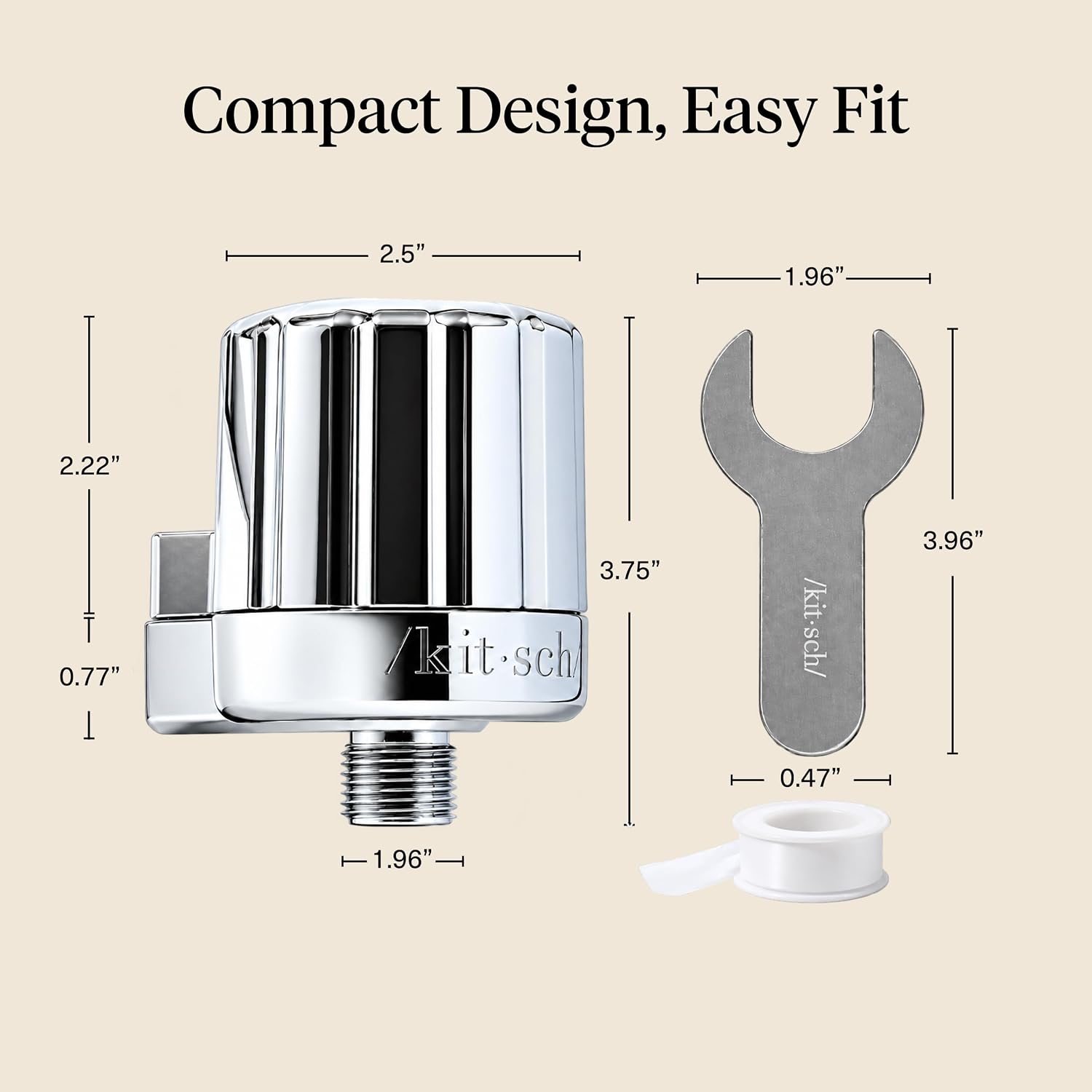Thumbnail 3 de Kitsch Shower Filter Attachment for Hard Water, Chrome with KDF-55